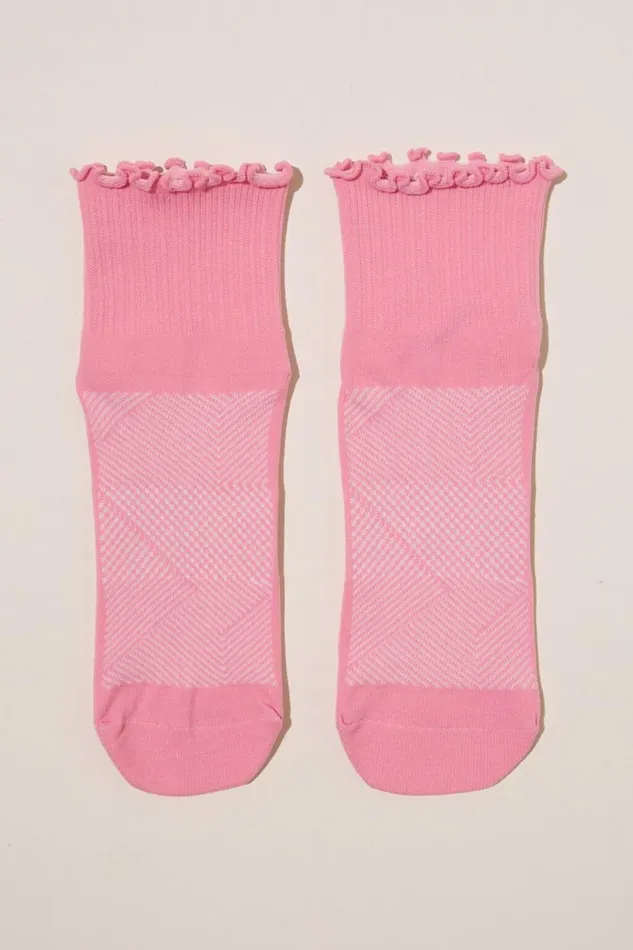 Performance Mid Crew Frill Sock Radiant Raspberry Women Cotton On Accessories