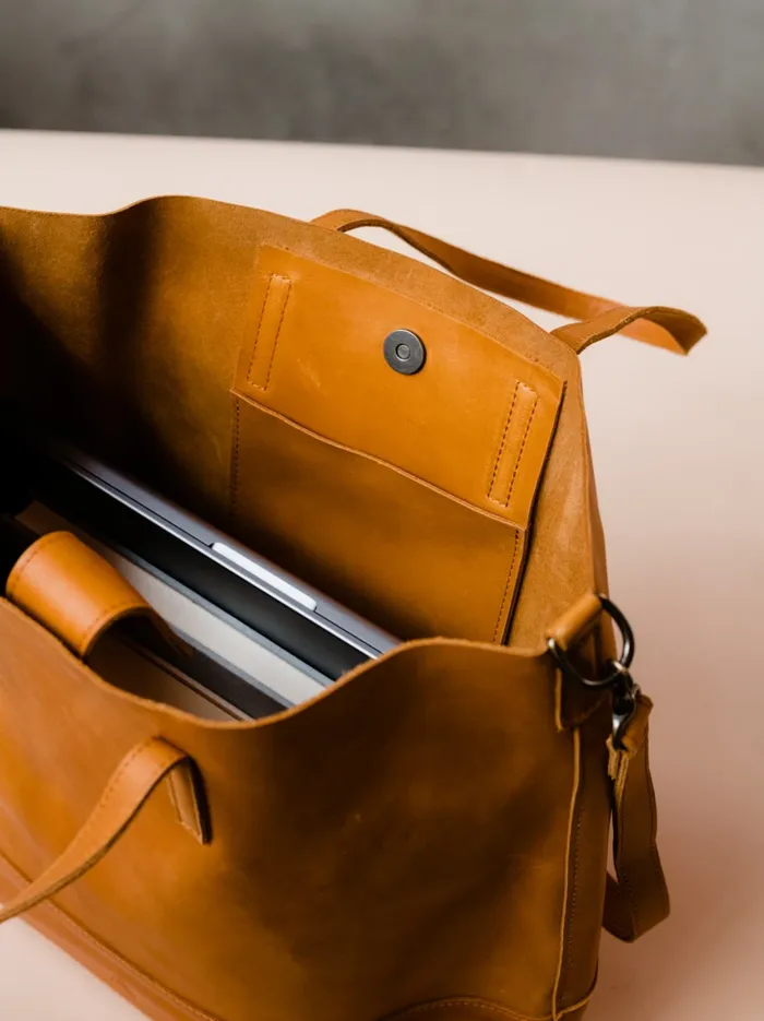 Personalized Leather Women Abera Crossbody Tote Whiskey Able