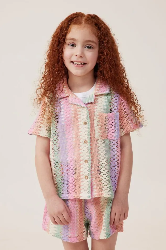 Phoebe Resort Shirt Rainbow Stripe Girls Cotton On Tops and TShirts