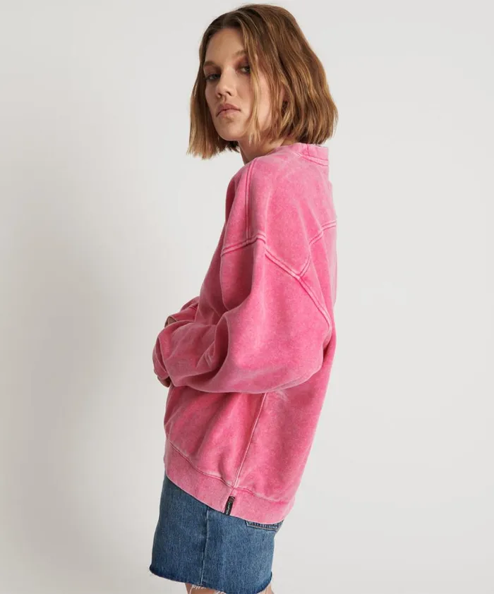 PINK BOWER BIRD RETRO SWEATER Women One Teaspoon Hoodies And Sweats PINK BOWER BIRD RETRO SWEATER Women One Teaspoon Hoodies And Sweats