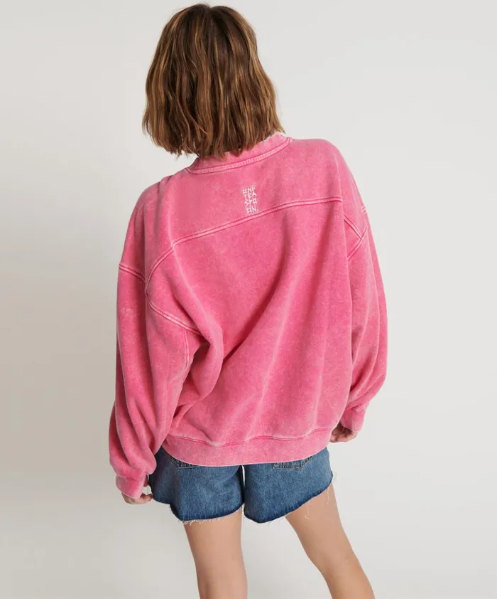 PINK BOWER BIRD RETRO SWEATER Women One Teaspoon Hoodies And Sweats PINK BOWER BIRD RETRO SWEATER Women One Teaspoon Hoodies And Sweats