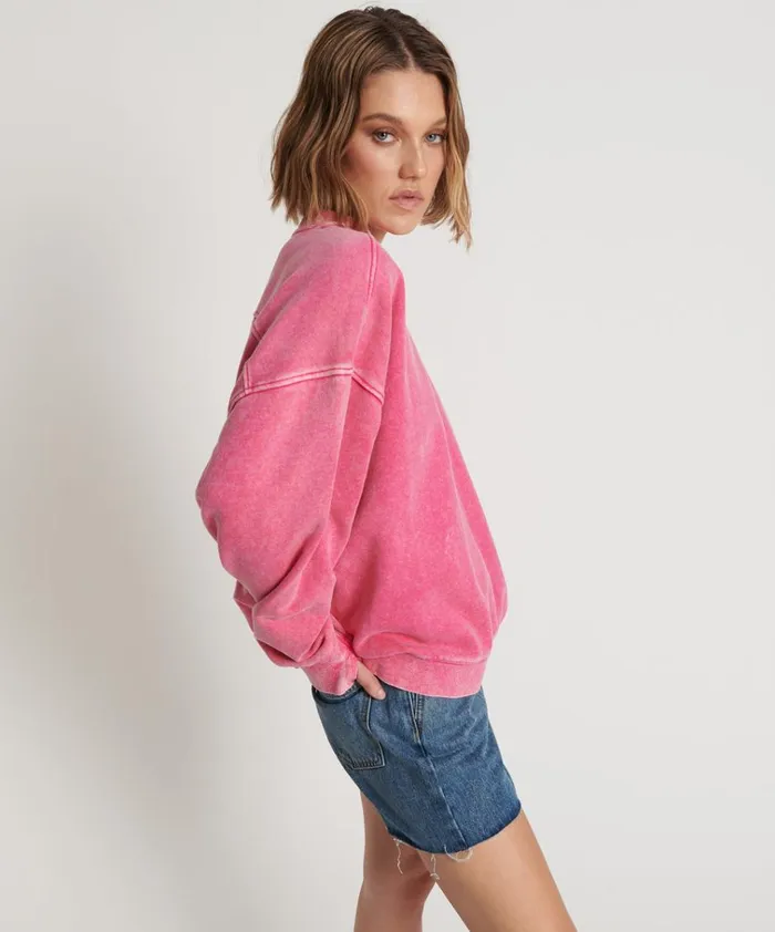 PINK BOWER BIRD RETRO SWEATER Women One Teaspoon Hoodies And Sweats PINK BOWER BIRD RETRO SWEATER Women One Teaspoon Hoodies And Sweats