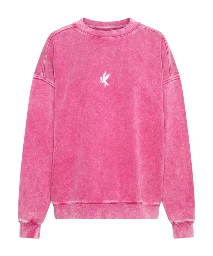 PINK BOWER BIRD RETRO SWEATER Women One Teaspoon Hoodies And Sweats PINK BOWER BIRD RETRO SWEATER Women One Teaspoon Hoodies And Sweats