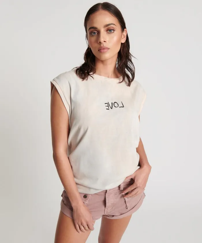 PINK LOVE STAINED TANK Women One Teaspoon Tees and Tanks