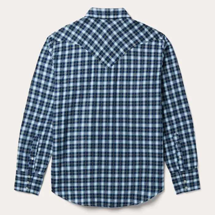 Plaid Twill Dobby Western Shirt Blue Men Stetson Western Shirts