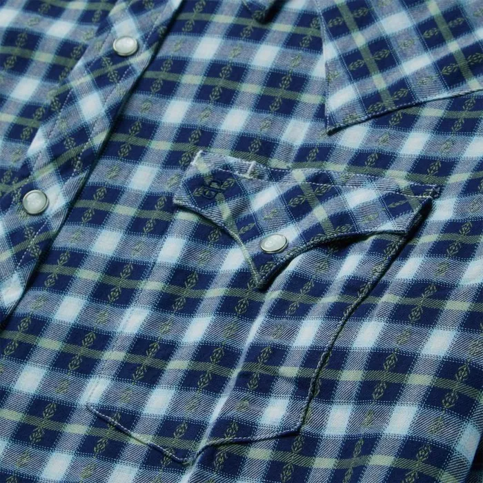 Plaid Twill Dobby Western Shirt Blue Men Stetson Western Shirts