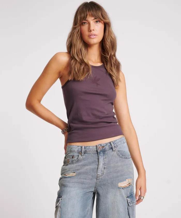 PLUM ONE TEASPOON FINE RIB SINGLET Women One Teaspoon Tees and Tanks