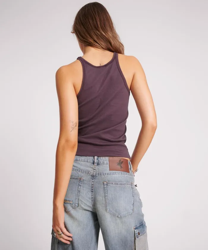 PLUM ONE TEASPOON FINE RIB SINGLET Women One Teaspoon Tees and Tanks