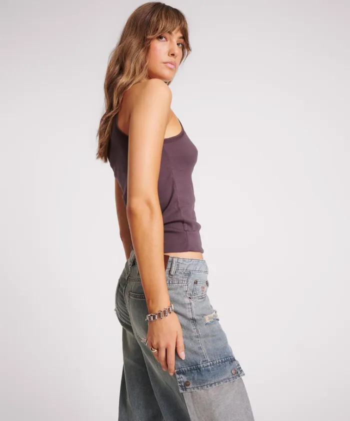 PLUM ONE TEASPOON FINE RIB SINGLET Women One Teaspoon Tees and Tanks
