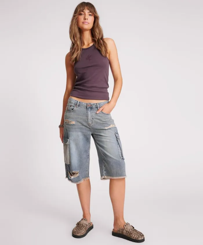 PLUM ONE TEASPOON FINE RIB SINGLET Women One Teaspoon Tees and Tanks