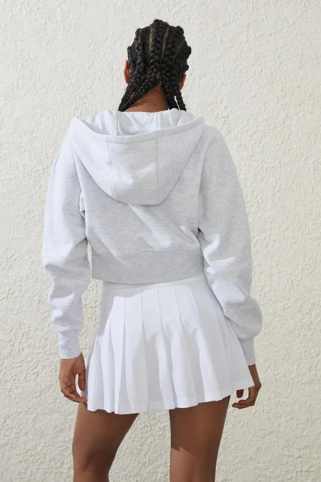Plush Essential Cropped Zip Through Core Cloudy Grey Marle Women Cotton On Tops
