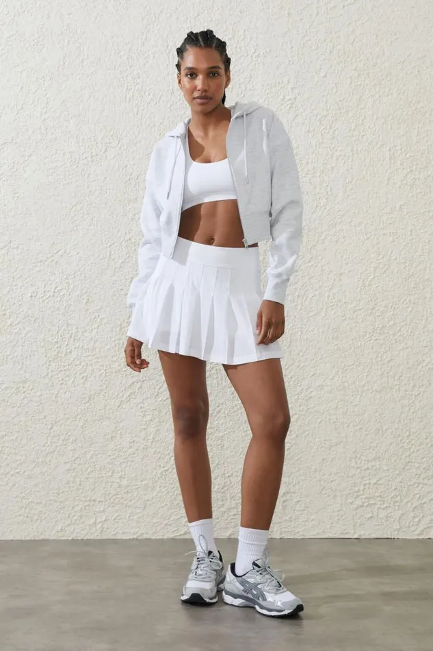 Plush Essential Cropped Zip Through Core Cloudy Grey Marle Women Cotton On Tops
