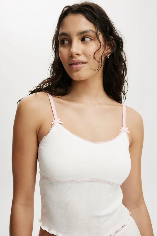 Pointelle Picot Sleep Top Coconut Milk Women Cotton On Pajamas