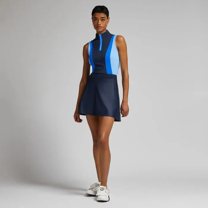 Polos and Shirts Women GFORE COLOUR BLOCK SILKY TECH NYLON SLEEVELESS POLO Twilight