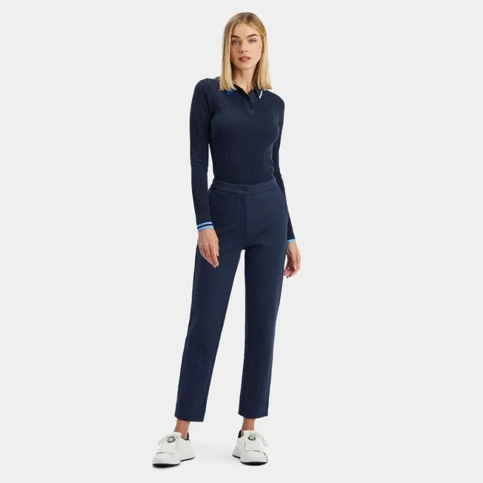 Polos and Shirts Women GFORE CONTRAST STRIPE COTTON BLEND RIBBED LONG SLEEVE KNIT POLO Twilight Polos and Shirts Women GFORE CONTRAST STRIPE COTTON BLEND RIBBED LONG SLEEVE KNIT POLO Twilight