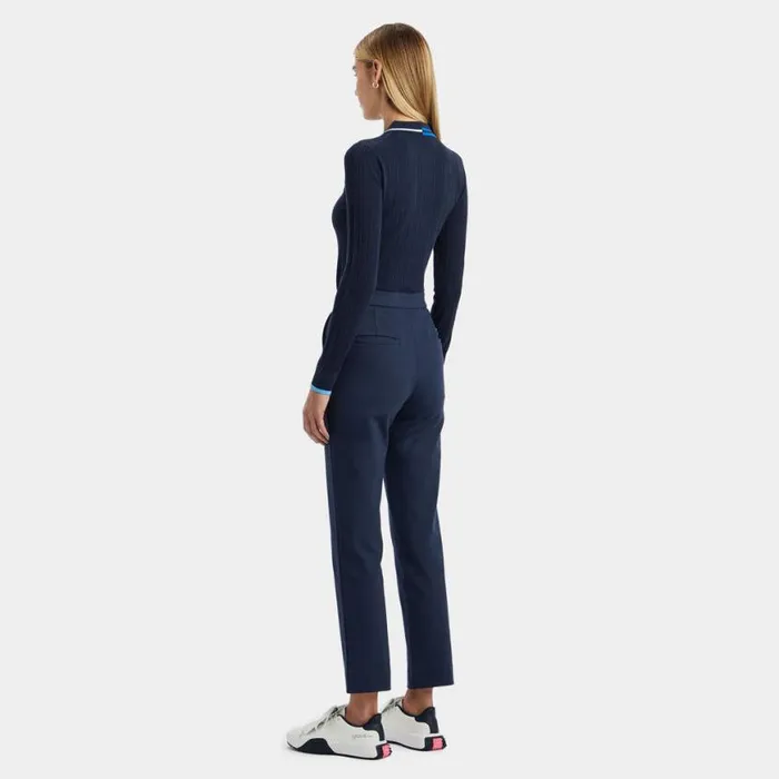 Polos and Shirts Women GFORE CONTRAST STRIPE COTTON BLEND RIBBED LONG SLEEVE KNIT POLO Twilight Polos and Shirts Women GFORE CONTRAST STRIPE COTTON BLEND RIBBED LONG SLEEVE KNIT POLO Twilight