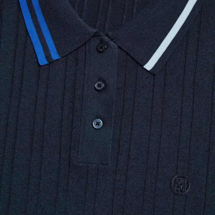 Polos and Shirts Women GFORE CONTRAST STRIPE COTTON BLEND RIBBED LONG SLEEVE KNIT POLO Twilight Polos and Shirts Women GFORE CONTRAST STRIPE COTTON BLEND RIBBED LONG SLEEVE KNIT POLO Twilight