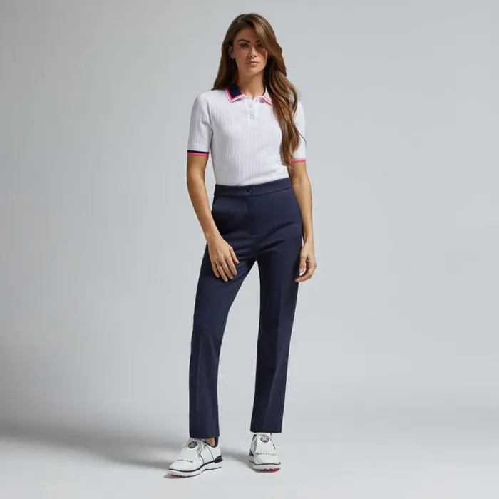Polos and Shirts Women GFORE COTTON BLEND RIBBED SHORT SLEEVE SWEATER POLO Snow Polos and Shirts Women GFORE COTTON BLEND RIBBED SHORT SLEEVE SWEATER POLO Snow