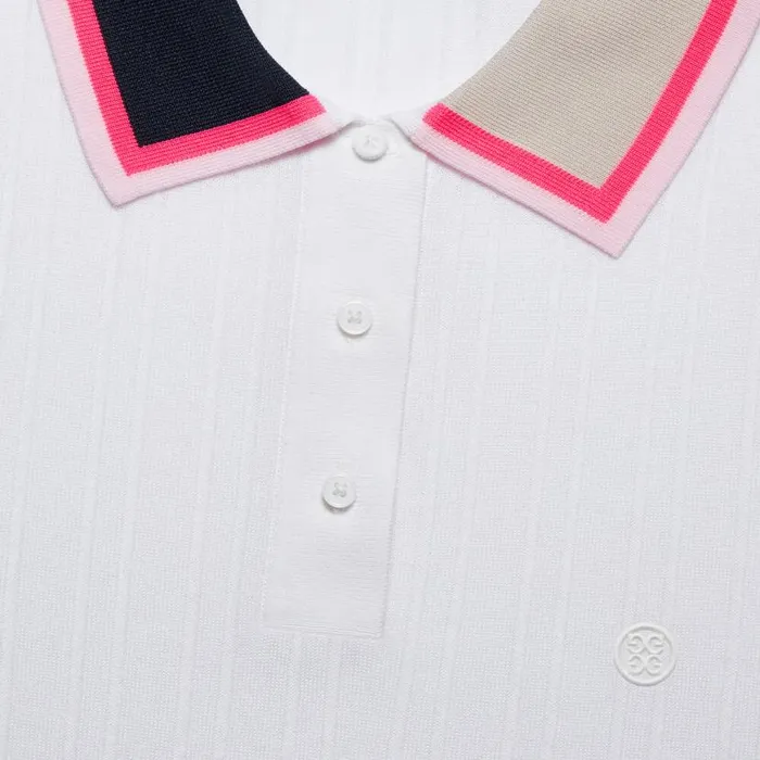 Polos and Shirts Women GFORE COTTON BLEND RIBBED SHORT SLEEVE SWEATER POLO Snow Polos and Shirts Women GFORE COTTON BLEND RIBBED SHORT SLEEVE SWEATER POLO Snow