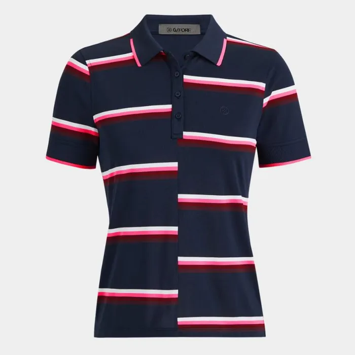 Polos and Shirts Women GFORE OFFSET STRIPE TECH PIQU POLO Twilight