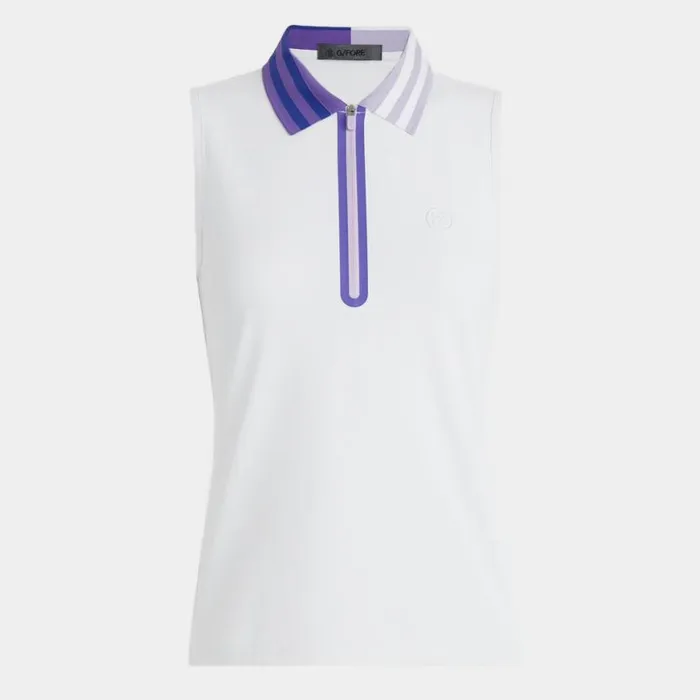 Polos and Shirts Women GFORE QUARTER ZIP TECH PIQU SLEEVELESS POLO Snow