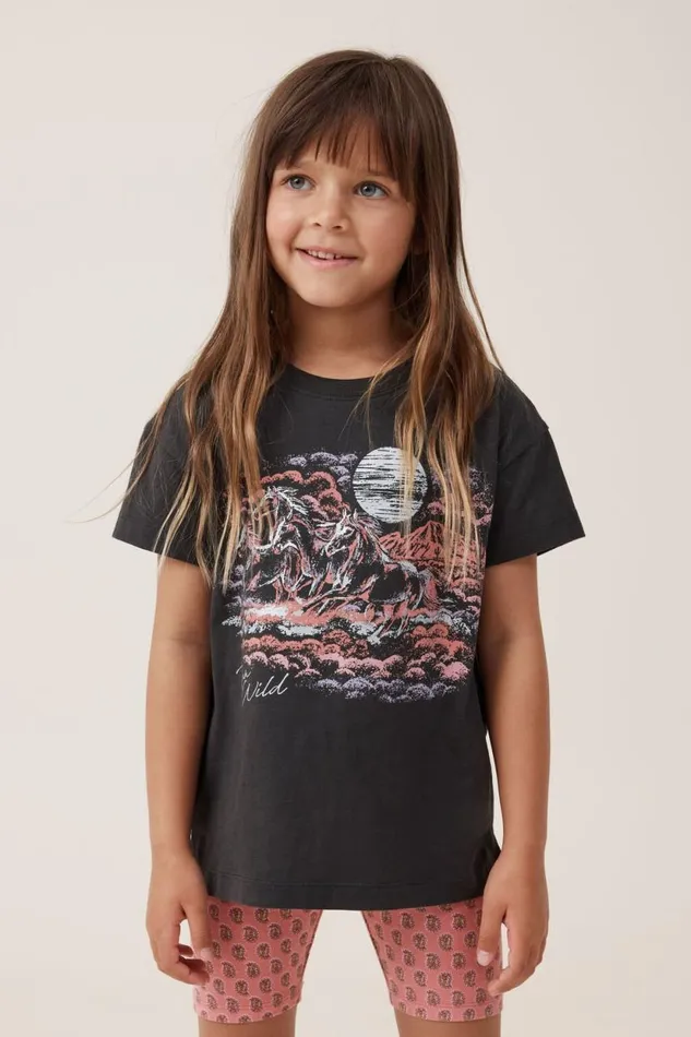 Poppy Short Sleeve Print Tee Phantomrun Wild Girls Cotton On Tops and TShirts