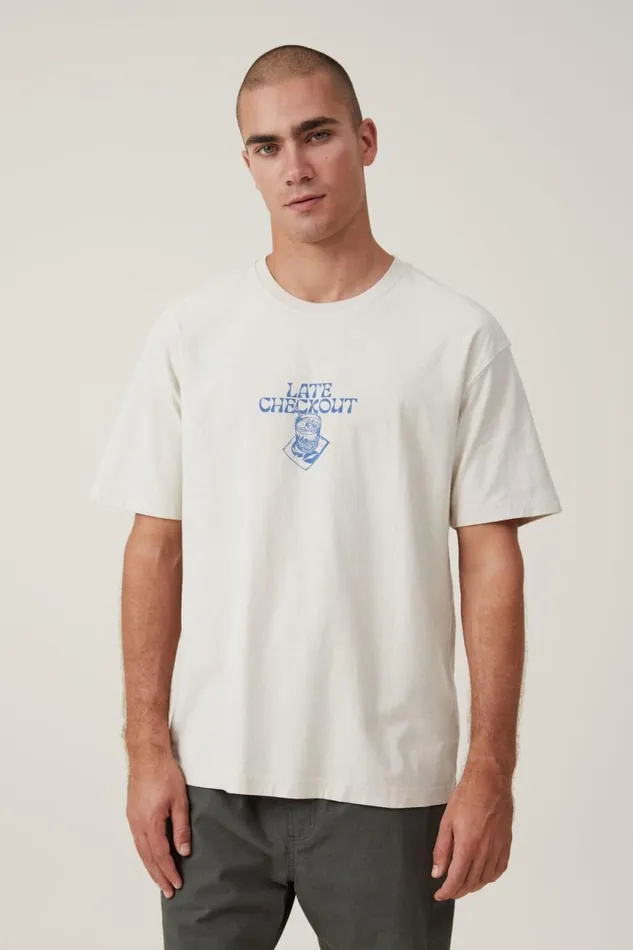 Premium Loose Fit Art TShirt Bone Late Checkout Men Cotton On Tees and Tanks