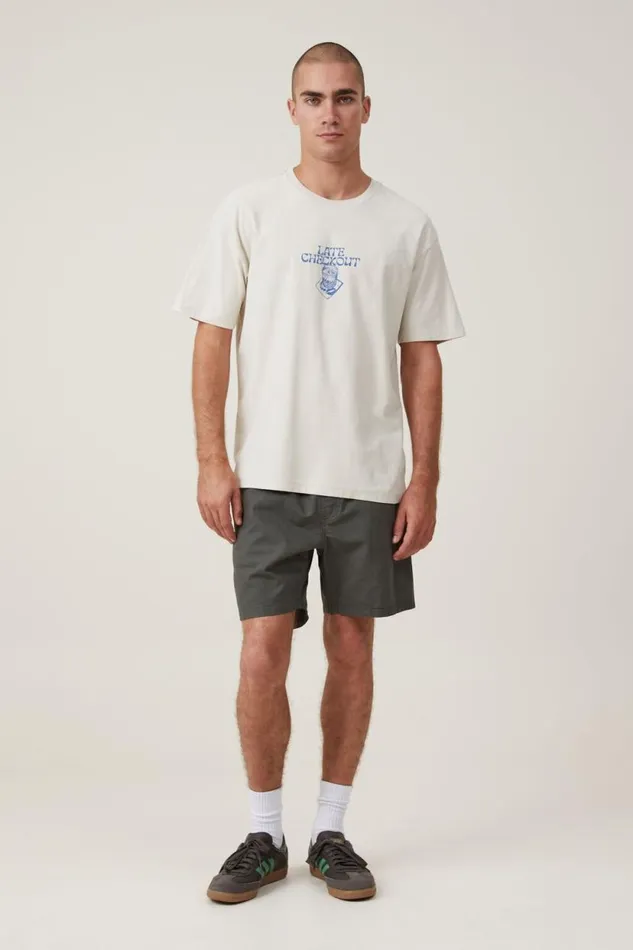 Premium Loose Fit Art TShirt Bone Late Checkout Men Cotton On Tees and Tanks Premium Loose Fit Art TShirt Bone Late Checkout Men Cotton On Tees and Tanks