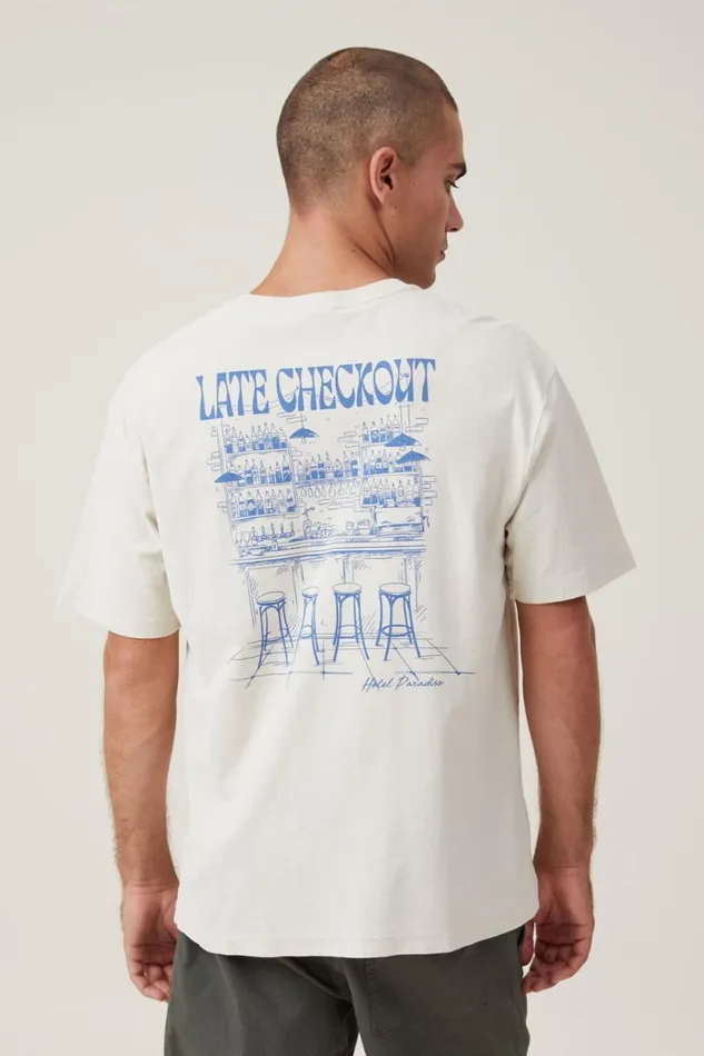 Premium Loose Fit Art TShirt Bone Late Checkout Men Cotton On Tees and Tanks Premium Loose Fit Art TShirt Bone Late Checkout Men Cotton On Tees and Tanks