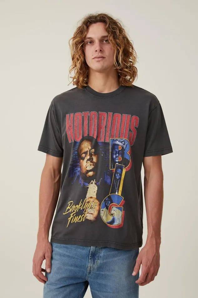 Premium Loose Fit Music TShirt Lcn Mt Washed Blackbiggie 8211 Notorious Men Cotton On Tees and Tanks Premium Loose Fit Music TShirt Lcn Mt Washed Blackbiggie 8211 Notorious Men Cotton On Tees and Tanks