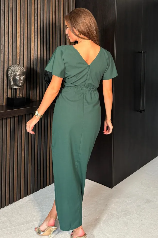 Preslee Wrap Over Maxi Dress In Dark Green Women Girl In Mind Maxi Dresses