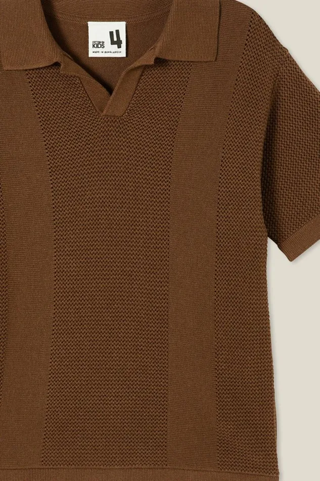 Preston Knit Polo Hot Choccy Boys Cotton On Tops and TShirts