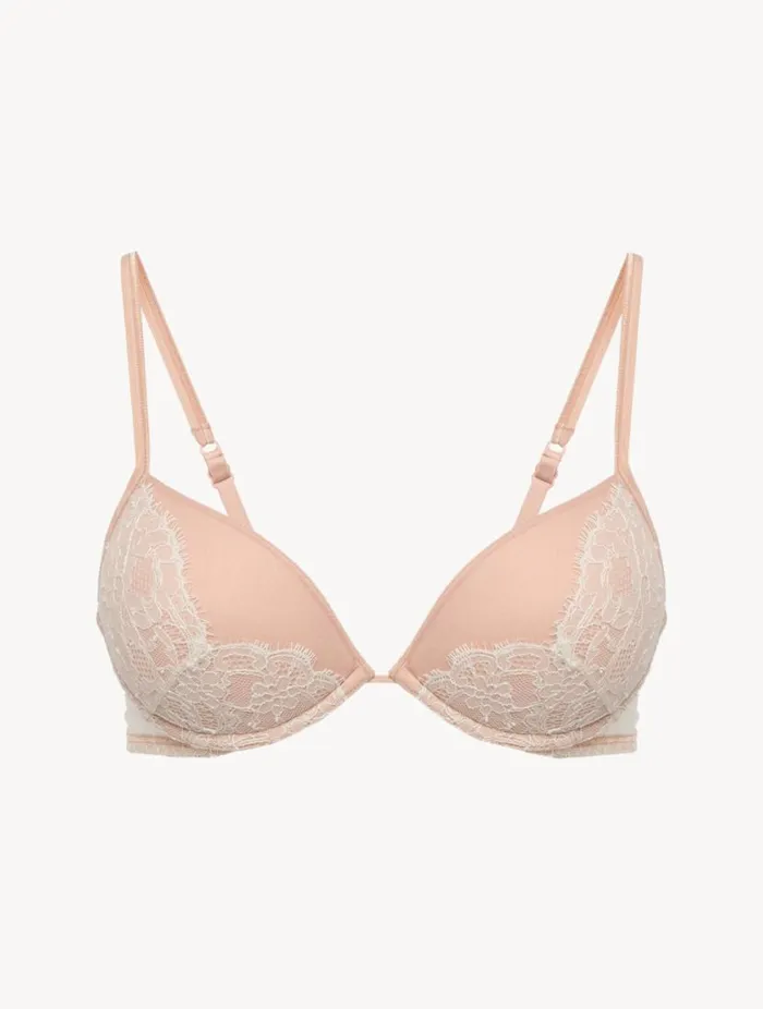 PushUp Bra In Linen And Nude Rose With Leavers Lace Lingerie La Perla Padded