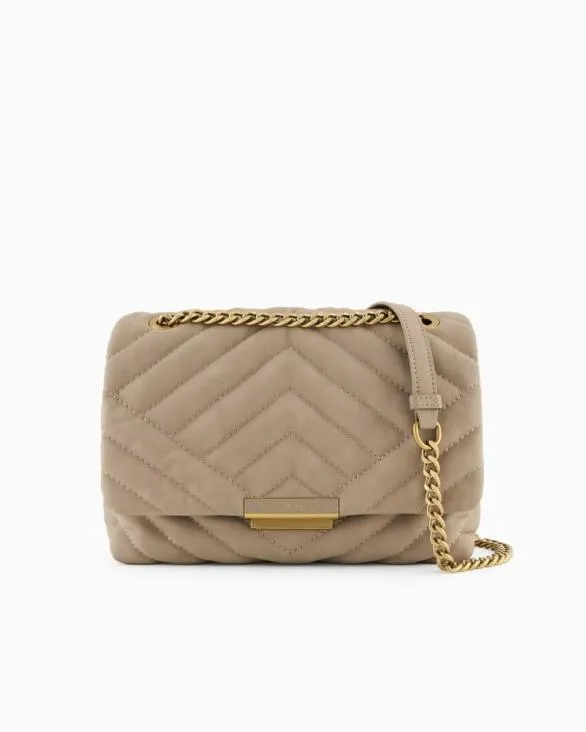 Quilted Shoulder Bag With Chain Beige Women Armani Crossbody Bags