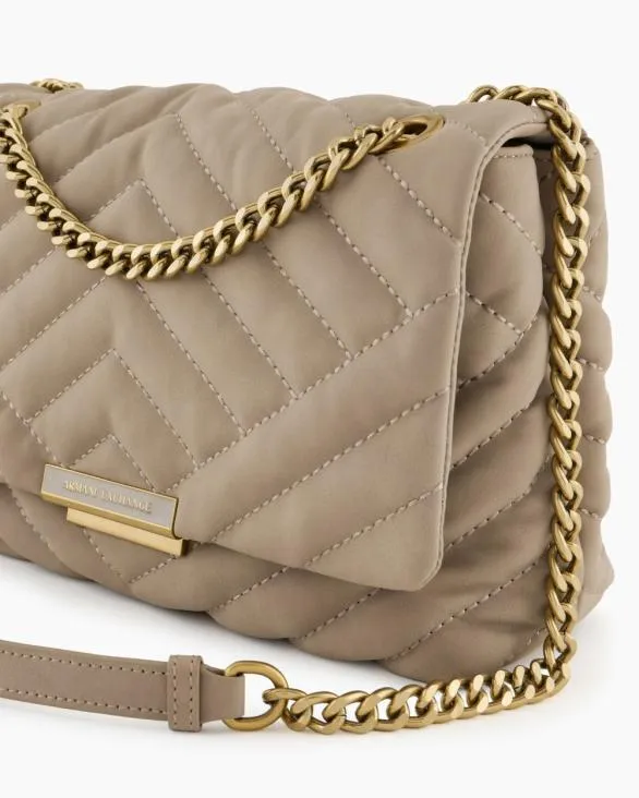 Quilted Shoulder Bag With Chain Beige Women Armani Crossbody Bags Quilted Shoulder Bag With Chain Beige Women Armani Crossbody Bags