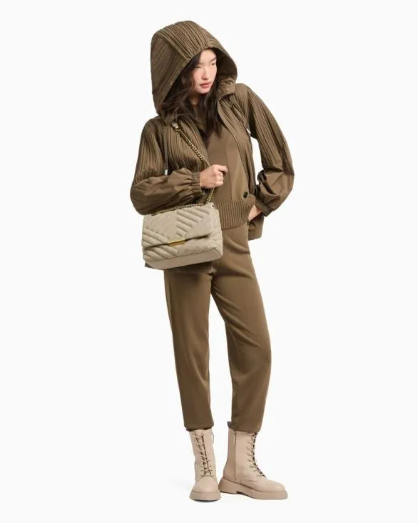 Quilted Shoulder Bag With Chain Beige Women Armani Crossbody Bags Quilted Shoulder Bag With Chain Beige Women Armani Crossbody Bags