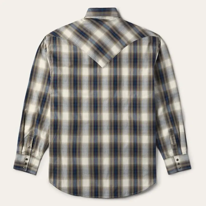 Ranch Plaid Dobby Western Shirt Brown Men Stetson Classic Cut