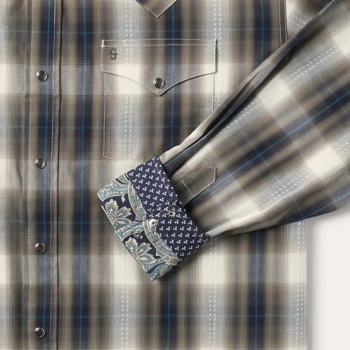 Ranch Plaid Dobby Western Shirt Brown Men Stetson Classic Cut