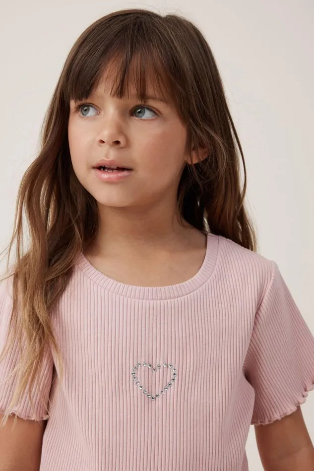 Raya Rib Baby Tee Zephyrheart Diamontes Girls Cotton On Tops and TShirts Raya Rib Baby Tee Zephyrheart Diamontes Girls Cotton On Tops and TShirts