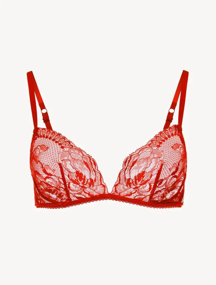 Red Lace Nonwired Bra Lingerie La Perla Triangle