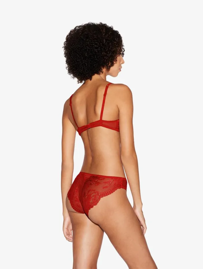 Red Lace Nonwired Bra Lingerie La Perla Triangle