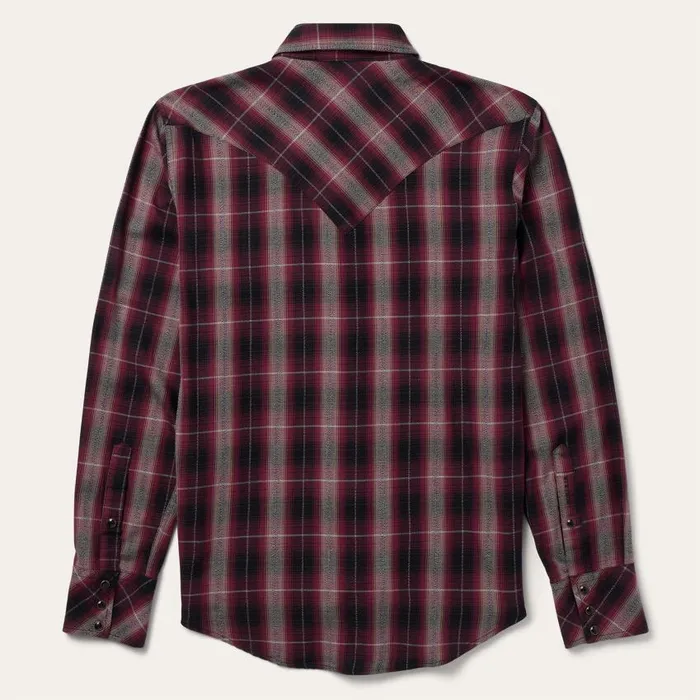 Red Marl Plaid Western Shirt Red Men Stetson Modern Cut