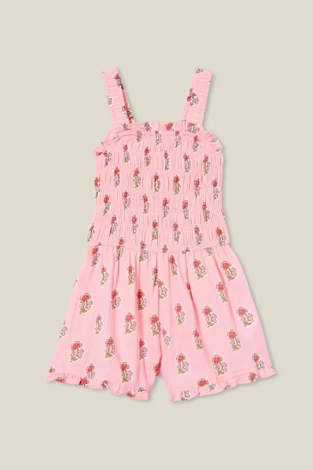 Reese Playsuit Blush Pinkflora Flower Stamp Girls Cotton On Dresses