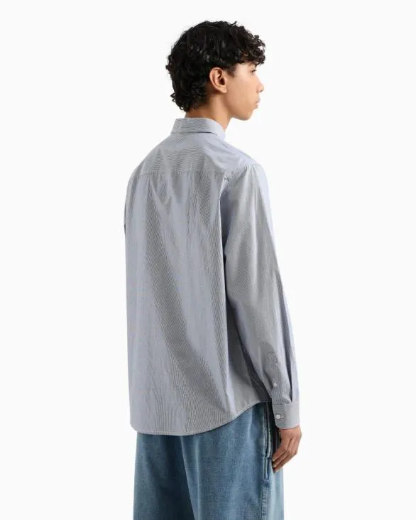 Regular Fit Cotton Jacquard Shirt Blue Men Armani Shirts