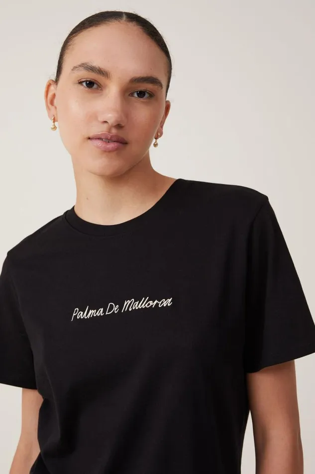 Regular Fit Graphic Tee Palma De Mallorca Black Women Cotton On Tops Regular Fit Graphic Tee Palma De Mallorca Black Women Cotton On Tops