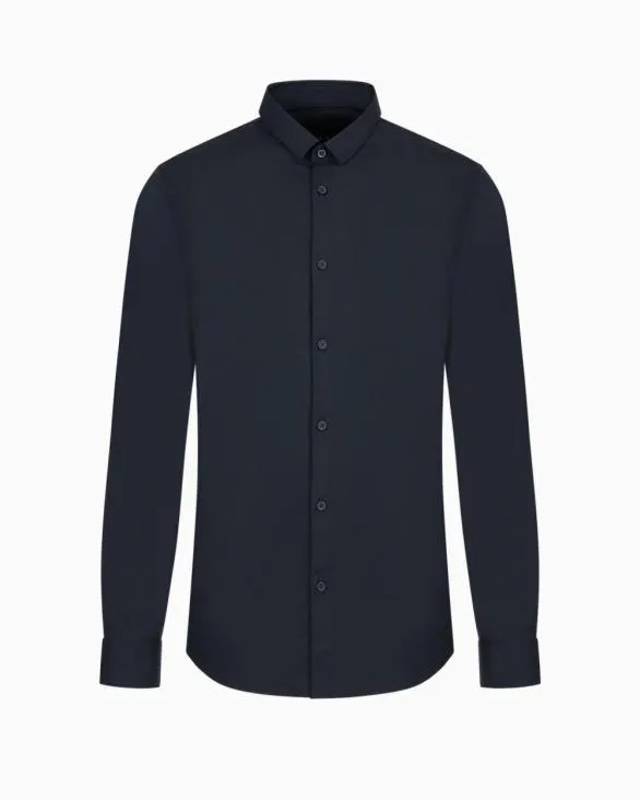 Regular Fit Shirt In Ultra Stretch Fabric Navyblue Men Armani Shirts