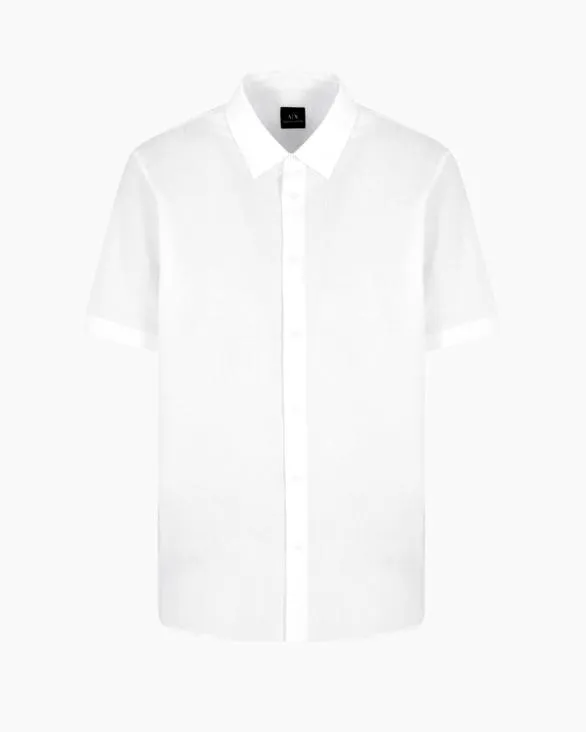 Regular Fit Short Sleeve Shirt White Men Armani Shirts
