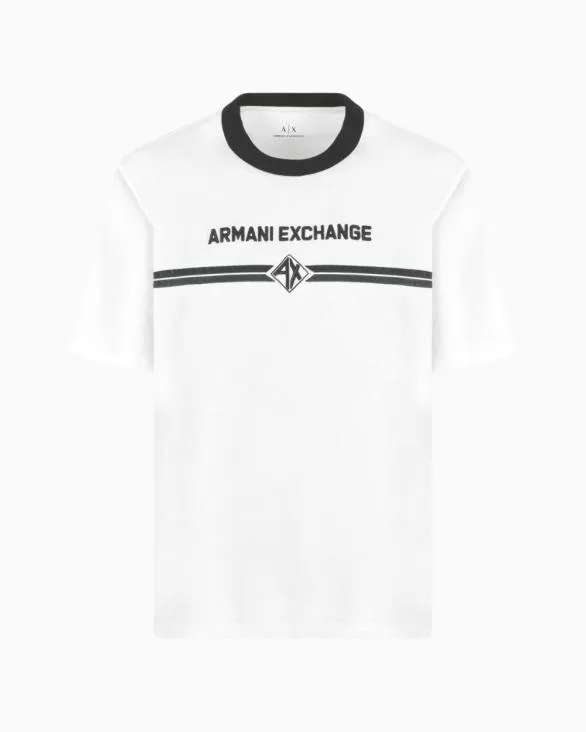 Regular Fit Tshirt With Logo Print White Men Armani TShirts