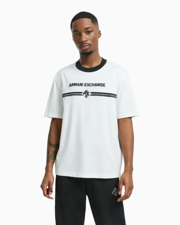 Regular Fit Tshirt With Logo Print White Men Armani TShirts Regular Fit Tshirt With Logo Print White Men Armani TShirts