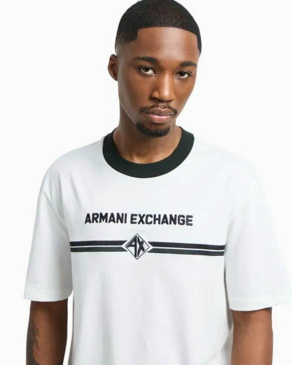 Regular Fit Tshirt With Logo Print White Men Armani TShirts Regular Fit Tshirt With Logo Print White Men Armani TShirts